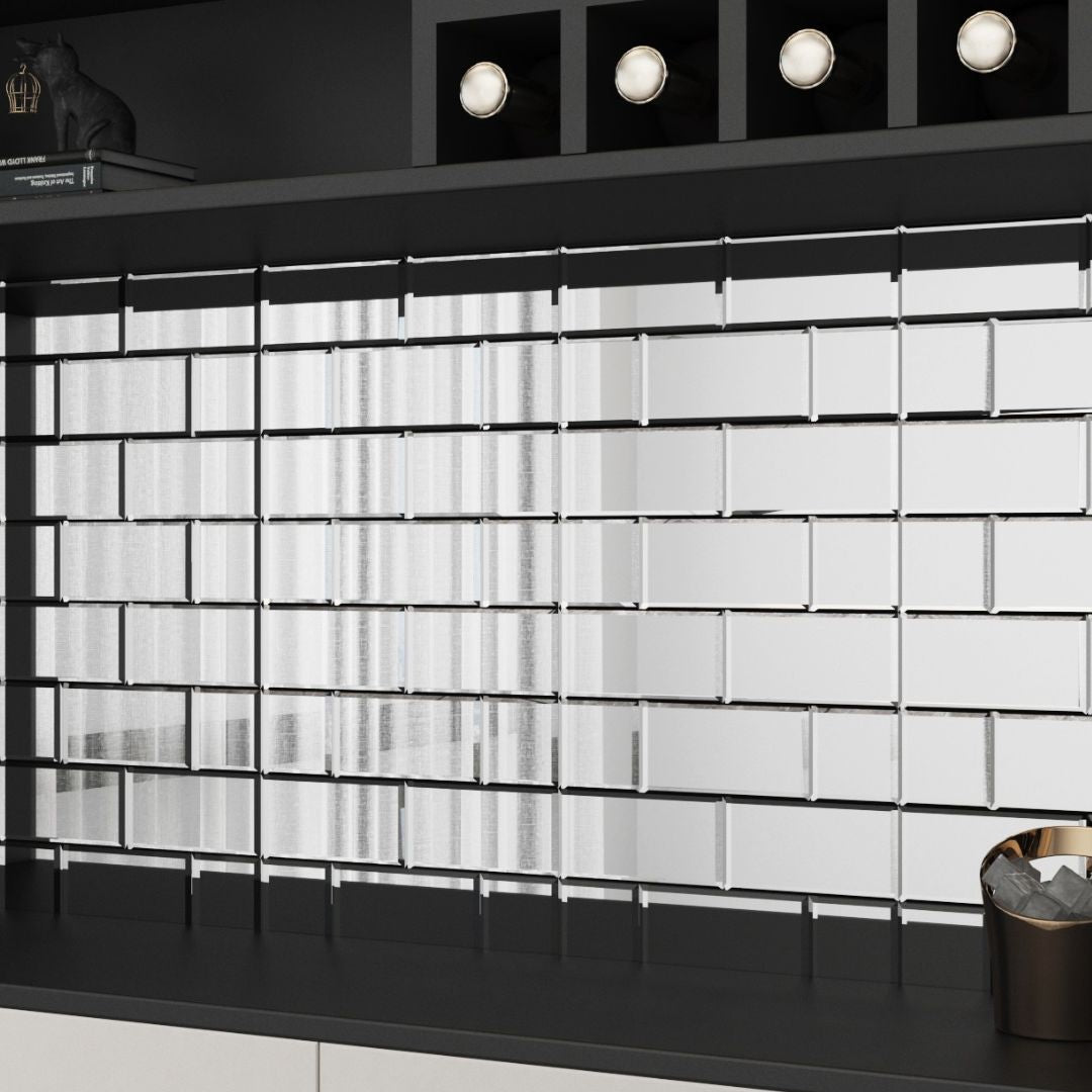 Diflart mirror brick tiles self adhesive, just peel and stick, easy to install.