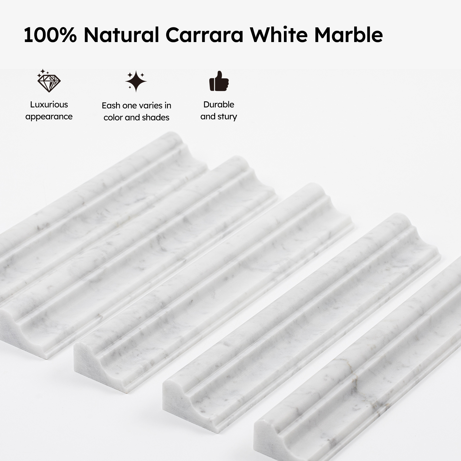 Pure carrara white marble, durable and stury.