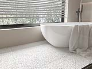 Diflart Pebble Tile for Shower Floor, White Marble Veins