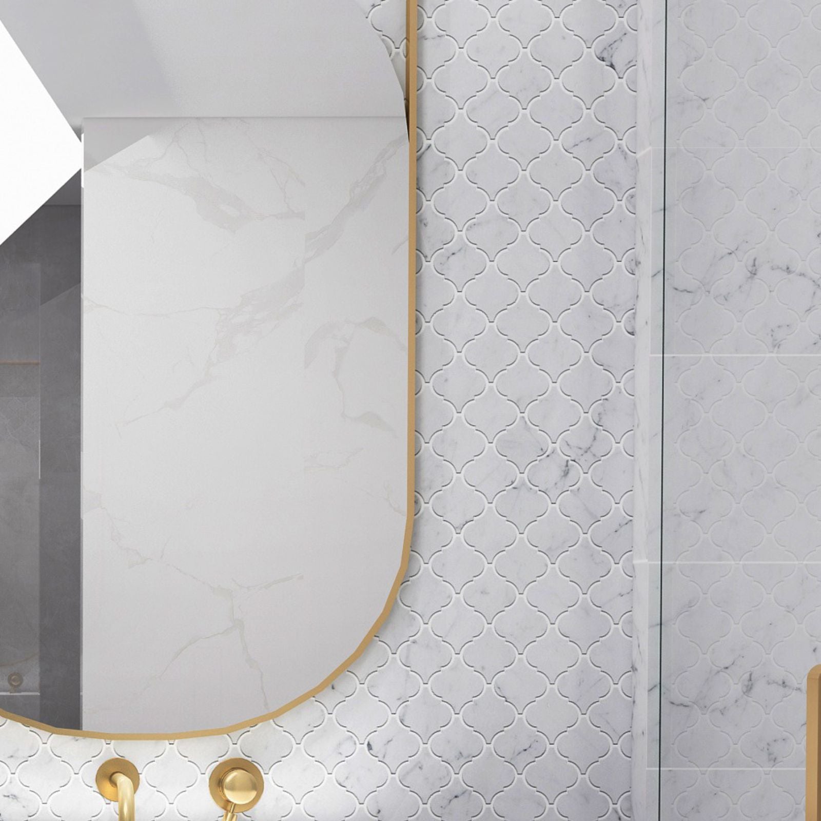 Italian carrera lantern marble mosaic sheet mounted on a sturdy mesh,easy to isntall and cut with a wet saw.