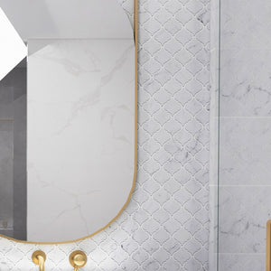 Italian carrera lantern marble mosaic sheet mounted on a sturdy mesh,easy to isntall and cut with a wet saw.