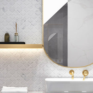 Arabesque-shaped mosaics made of natural marble bring you a different spatial experience