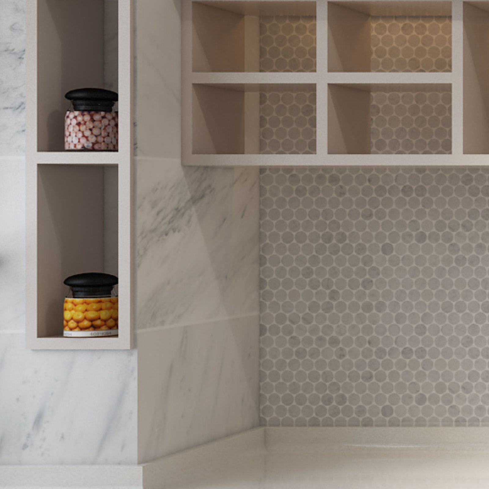 Diflart carrara white carrera marble mosaicis is the perfect  for your bathroom or kitchen tile project.
