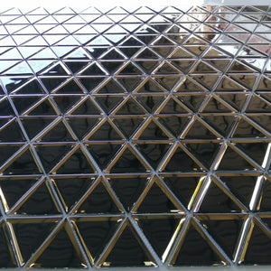 The golden equilateral triangle glass mosaic, with each grain closely connected, brings geometric beauty to your wall.