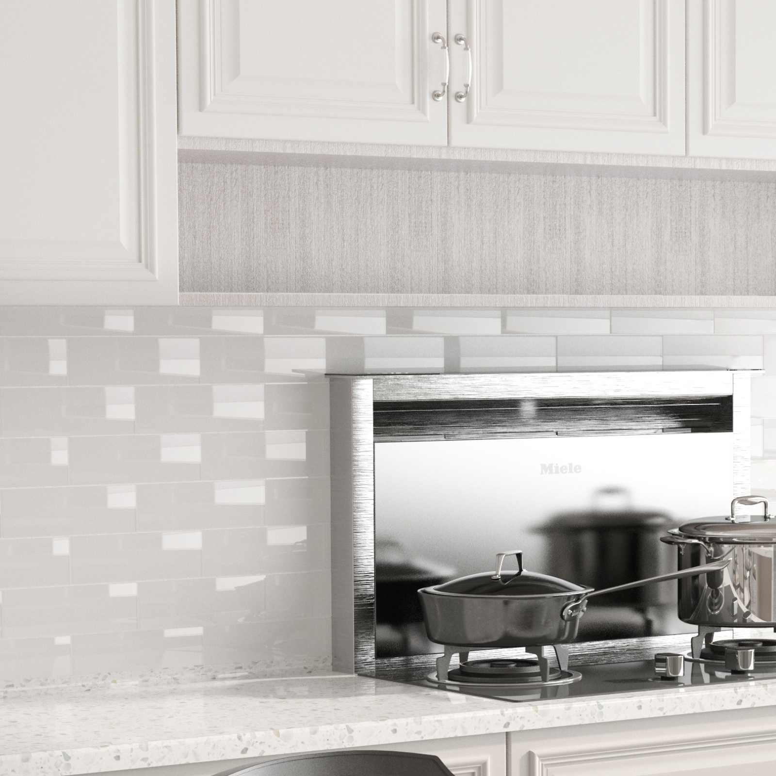 Diflart White Glass Subway Tiles 3x10 Inch