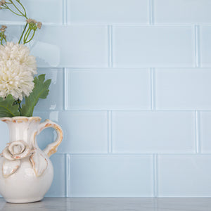 3x6 Inch Diflart Glass Subway Tile Light Blue