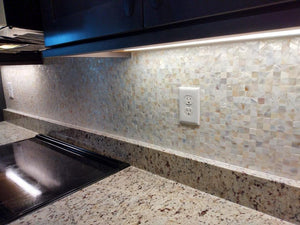 Diflart mother of pearl shell mosaic tiles bring maintaining a timeless exquisiteness to the space decorated.