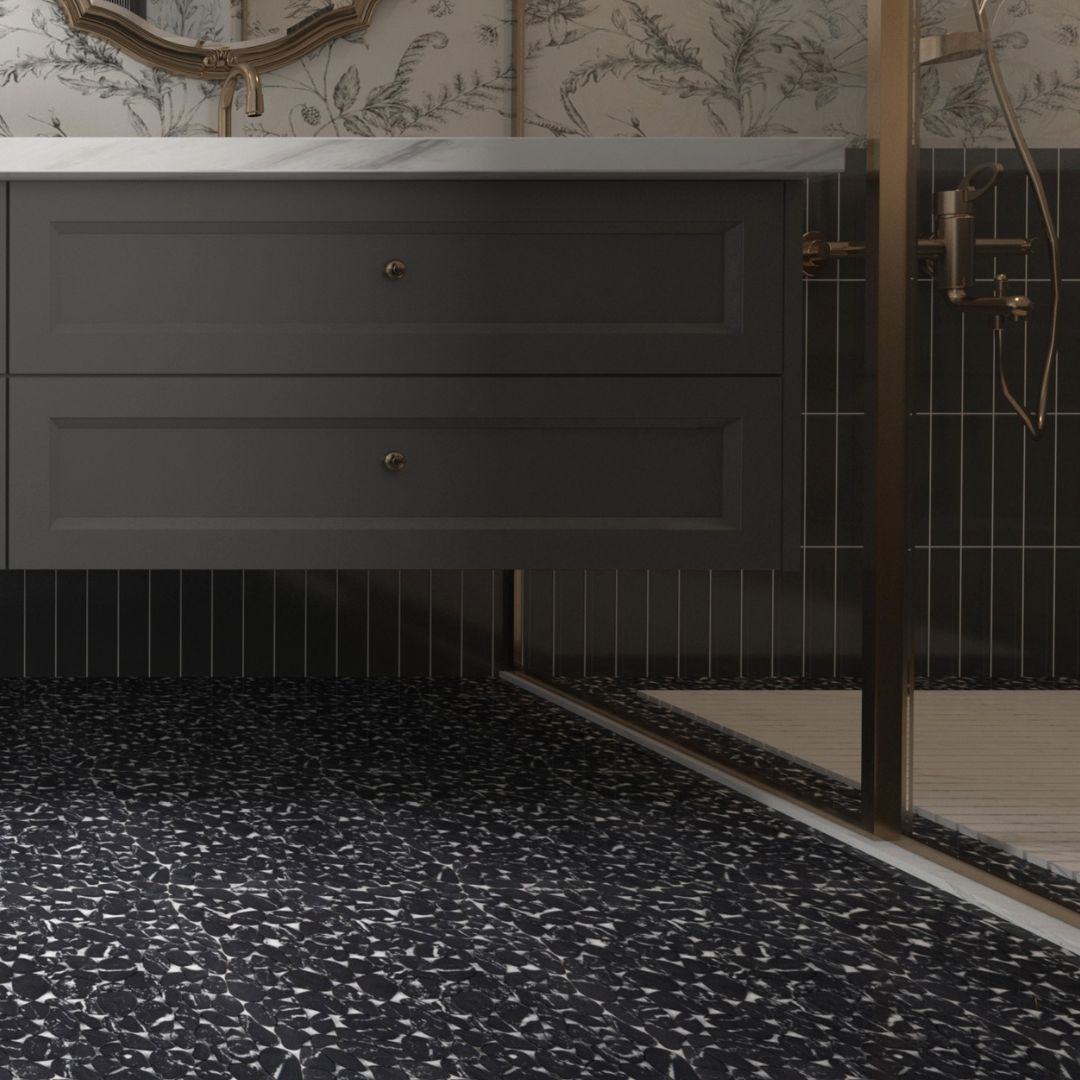 Great Value Choice, Diflart Black Marble Look Pebble Mosaic Tile