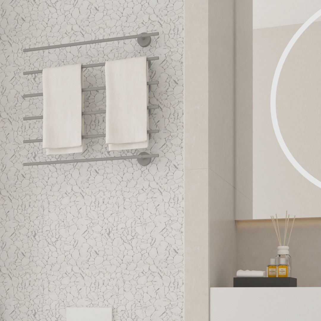 Diflart pebble mosaic tiles are also a great choice for bathroom walls!