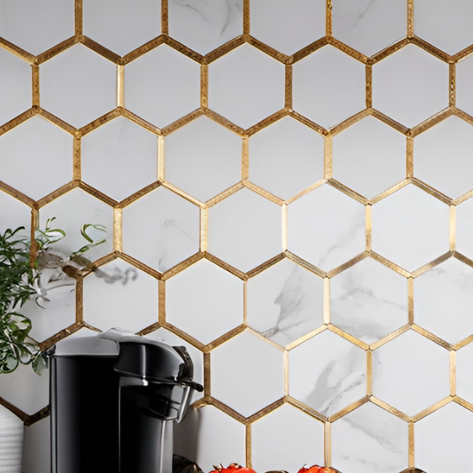 Diflart peel and stick backsplash hexagon PVC tile