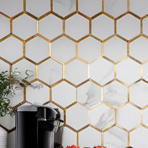 Diflart peel and stick backsplash hexagon PVC tile