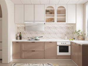 Diflart Peel and Stick Backsplash Tile, Faux Beige Marble with Gold Metal