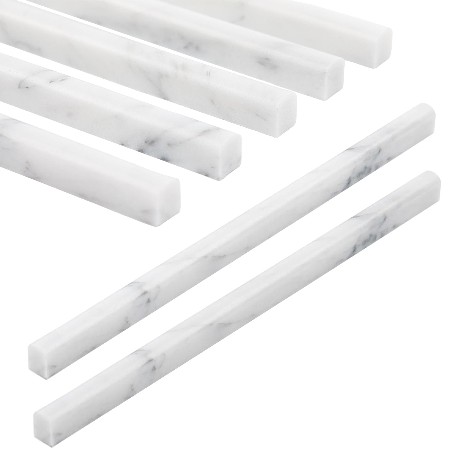 Italy Bianco Carrara Marble Pencil Liner Tile Trim Molding Honed