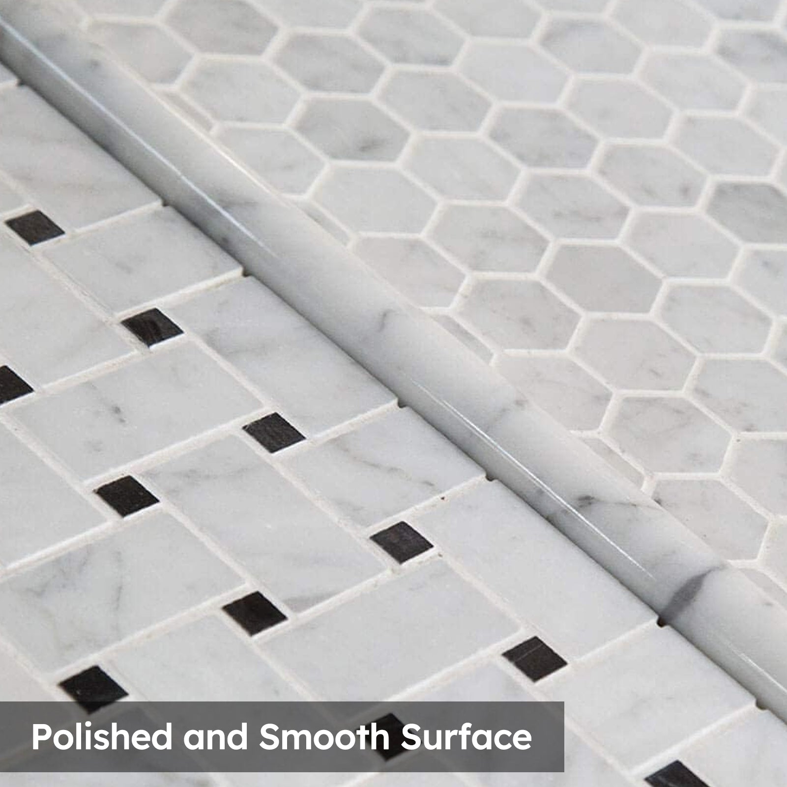 Diflart Carrara White Marble Pencil Liner 3/4" ×12" Bullnose Trim Tile Polished 15 Pcs per Box