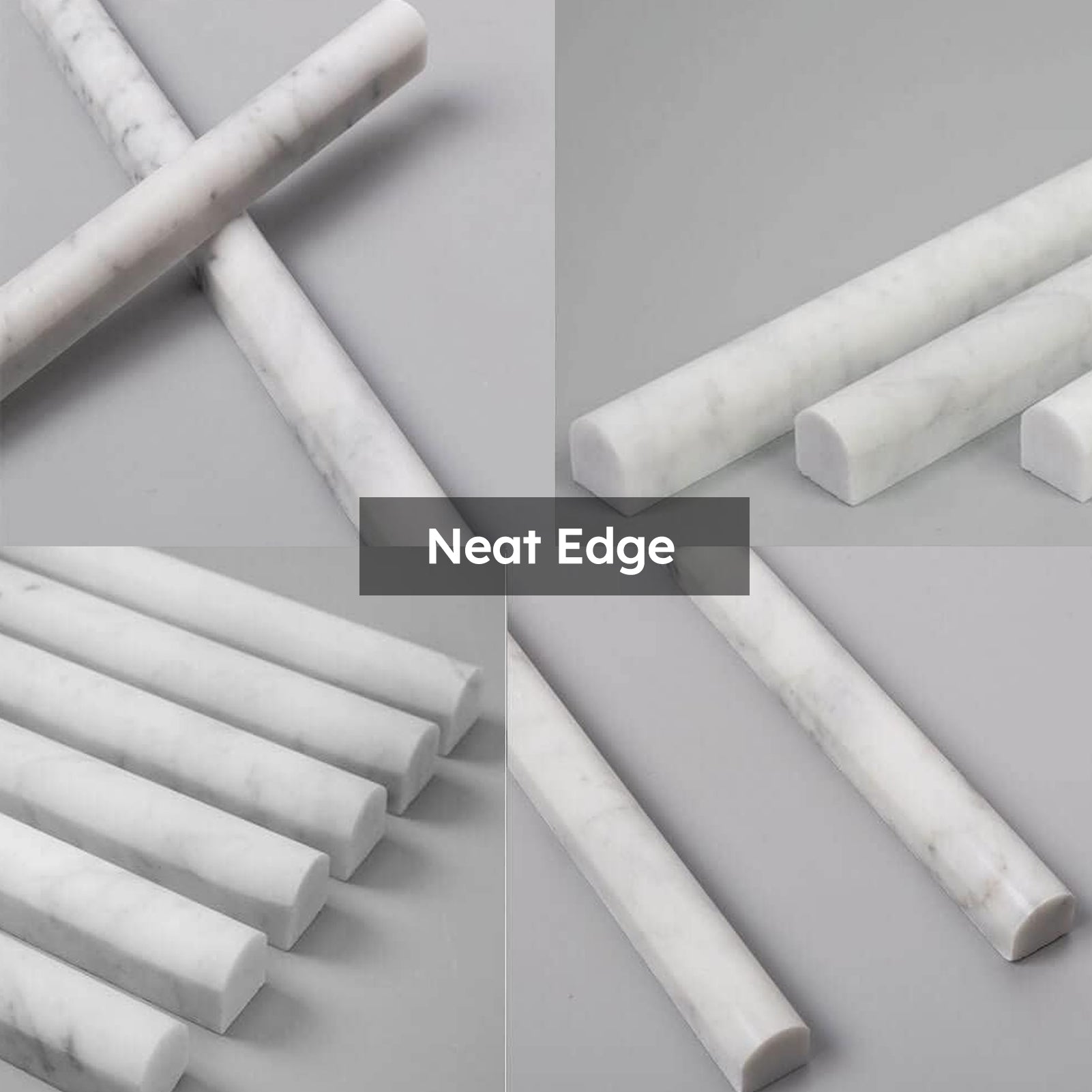 Diflart Carrara White Marble Pencil Liner 3/4" ×12" Bullnose Trim Tile Polished 15 Pcs per Box