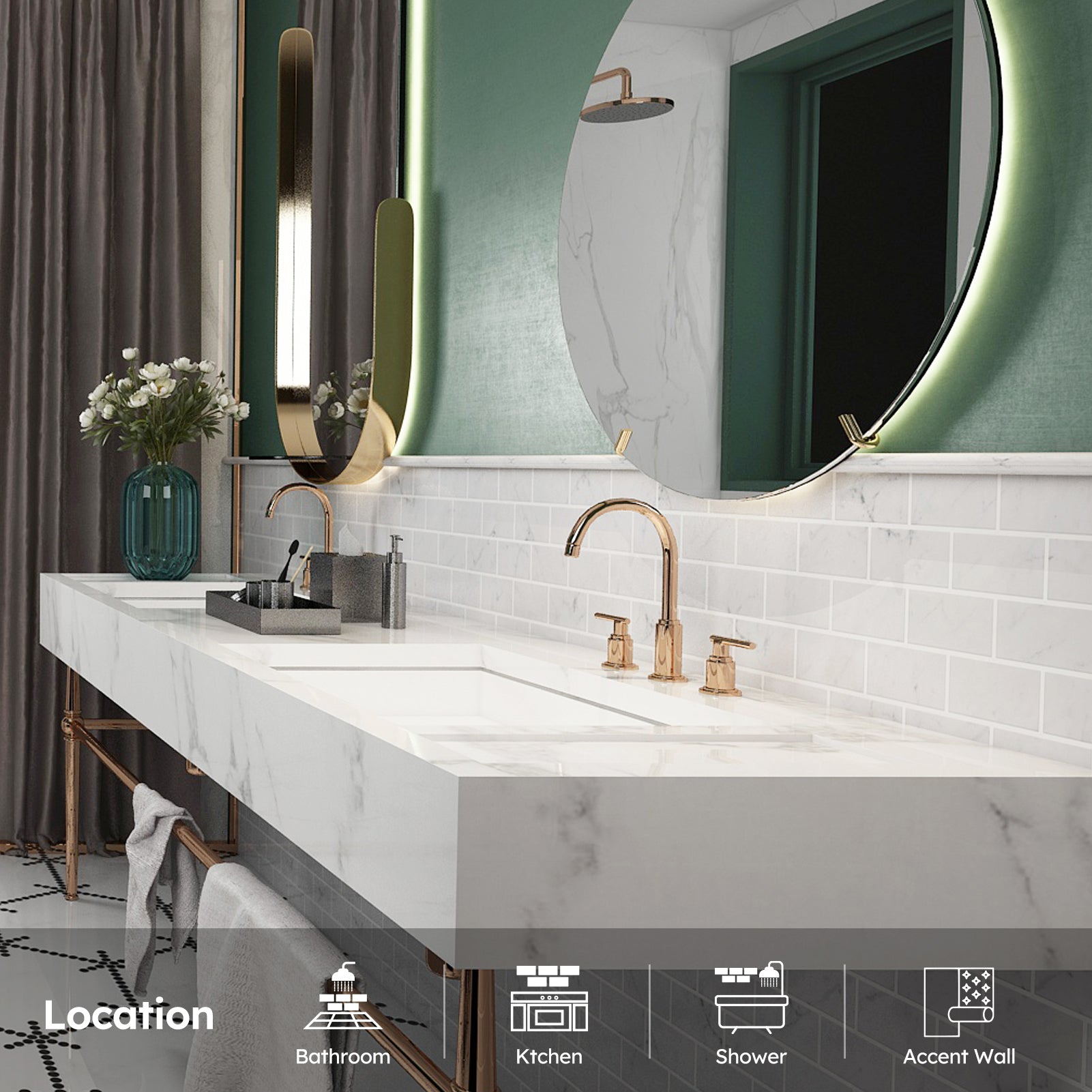 Diflart Carrara White Marble Pencil Liner 3/4" ×12" Bullnose Trim Tile Polished 15 Pcs per Box