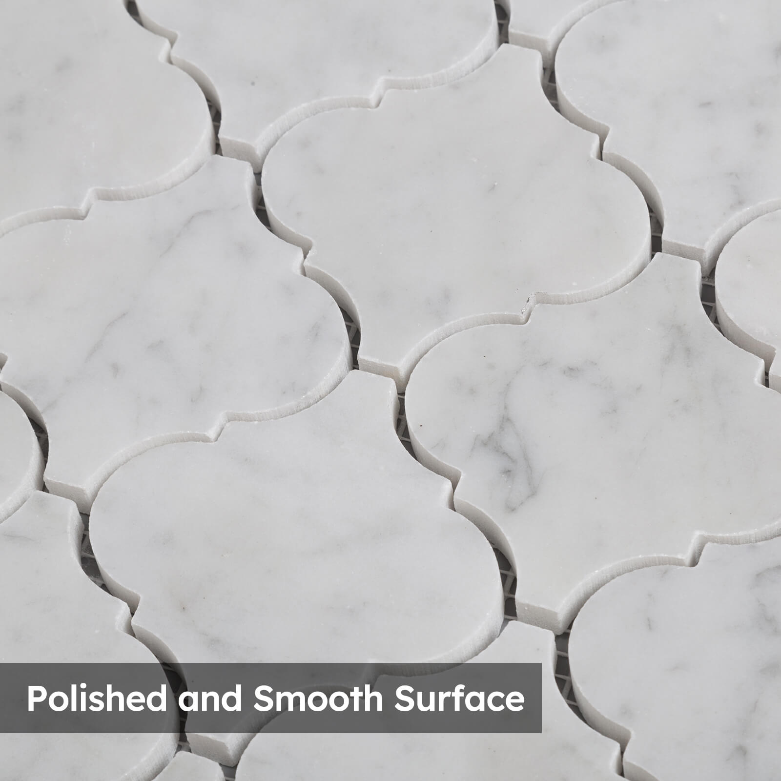 Diflart Carrara White Marble Mosaic Tile, 3 Inch Arabesque, Polished, Marble Backsplash Tiles for Kitchen Bathroom Wall Floor, Pack of 5 Sheets
