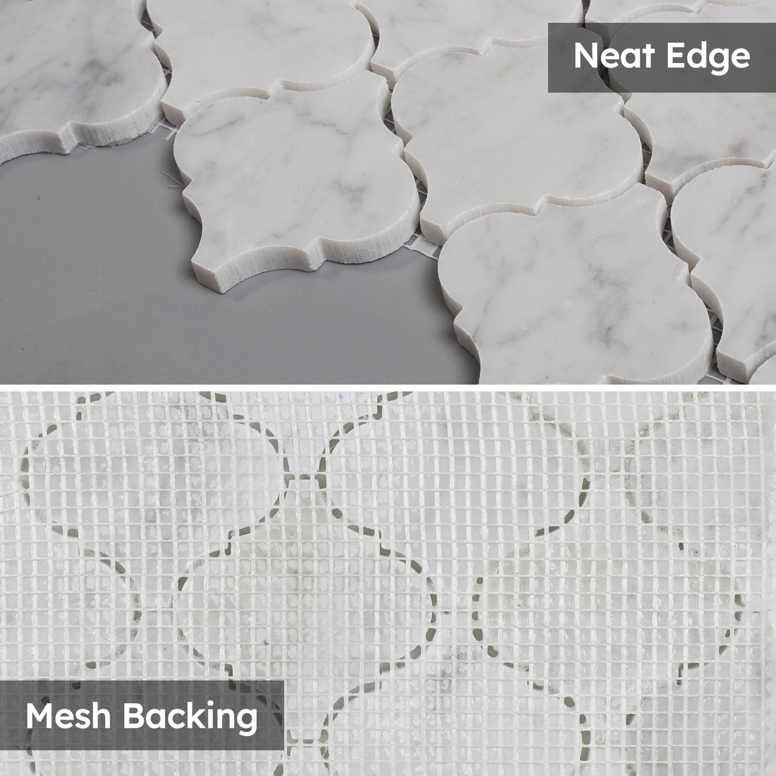 Diflart Carrara White Marble Mosaic Tile, 3 Inch Arabesque, Polished, Marble Backsplash Tiles for Kitchen Bathroom Wall Floor, Pack of 5 Sheets