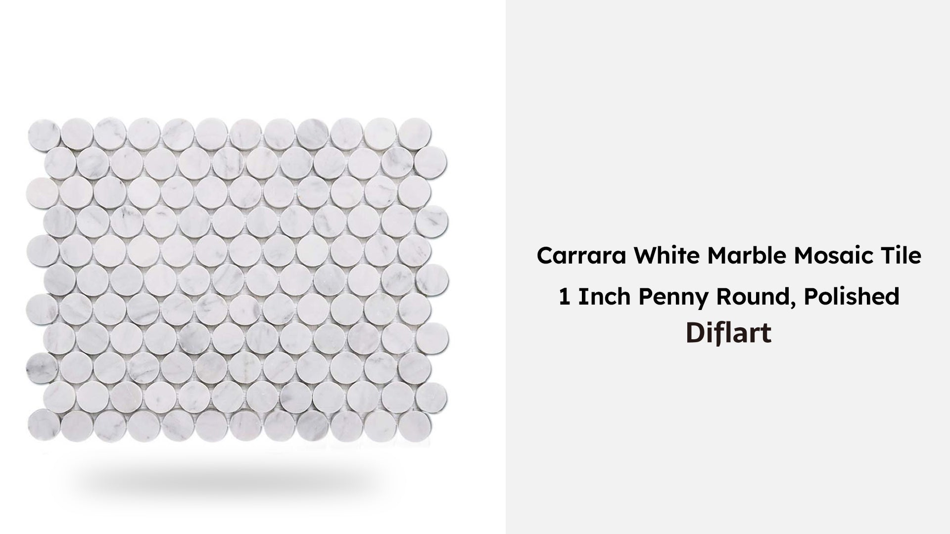 Diflart Carrara White Marble Mosaic Tile, 1 Inch Penny Round, Natural Marble Backsplash Tiles for Kitchen Bathroom Wall Floor, Pack of 5 Sheets