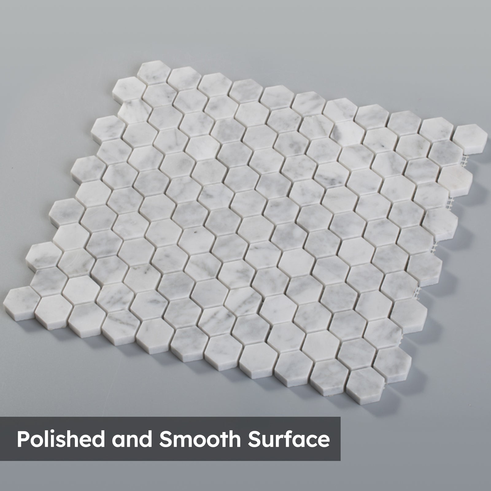 Diflart Carrara White Marble Mosaic Tile, 1 Inch Hexagon, Italian Bianco Carrera Marble Backsplash Tiles for Kitchen Bathroom Wall Floor, Pack of 5 Sheets