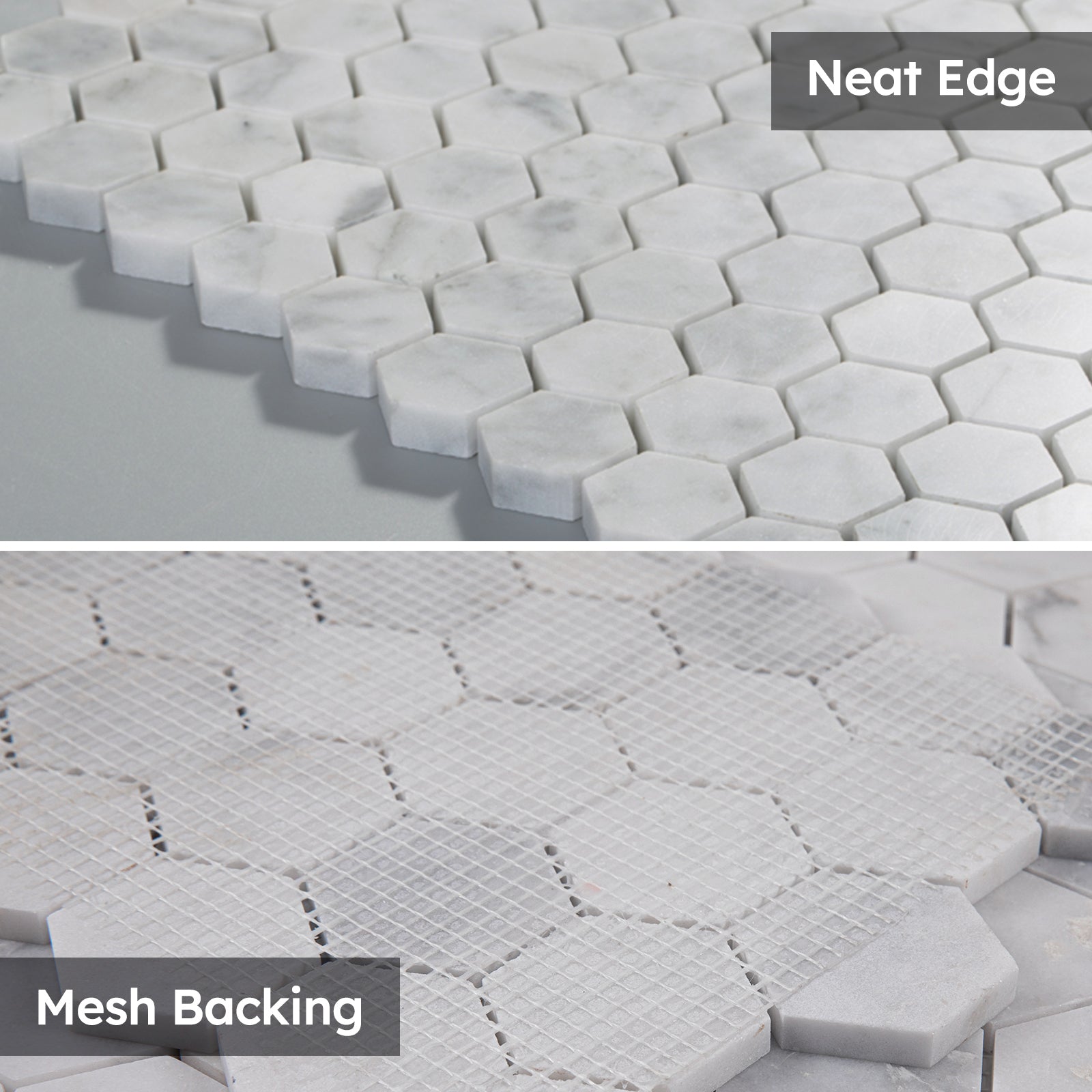 Diflart Carrara White Marble Mosaic Tile, 1 Inch Hexagon, Italian Bianco Carrera Marble Backsplash Tiles for Kitchen Bathroom Wall Floor, Pack of 5 Sheets