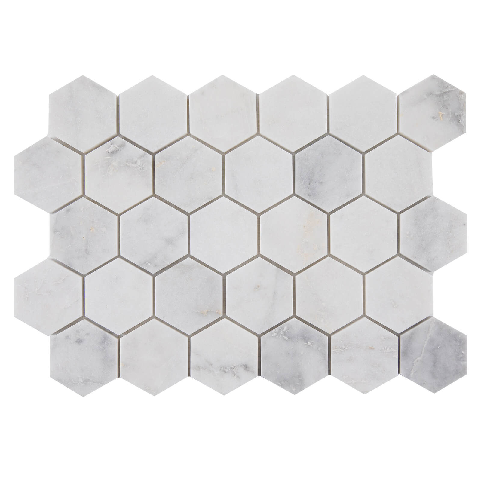 Diflart Bianco Orion Marble Mosaic Tile, 2 Inch Hexagon, Honed, Natural White Marble Backsplash Tiles for Kitchen Bathroom Wall Floor, Pack of 5 Sheets