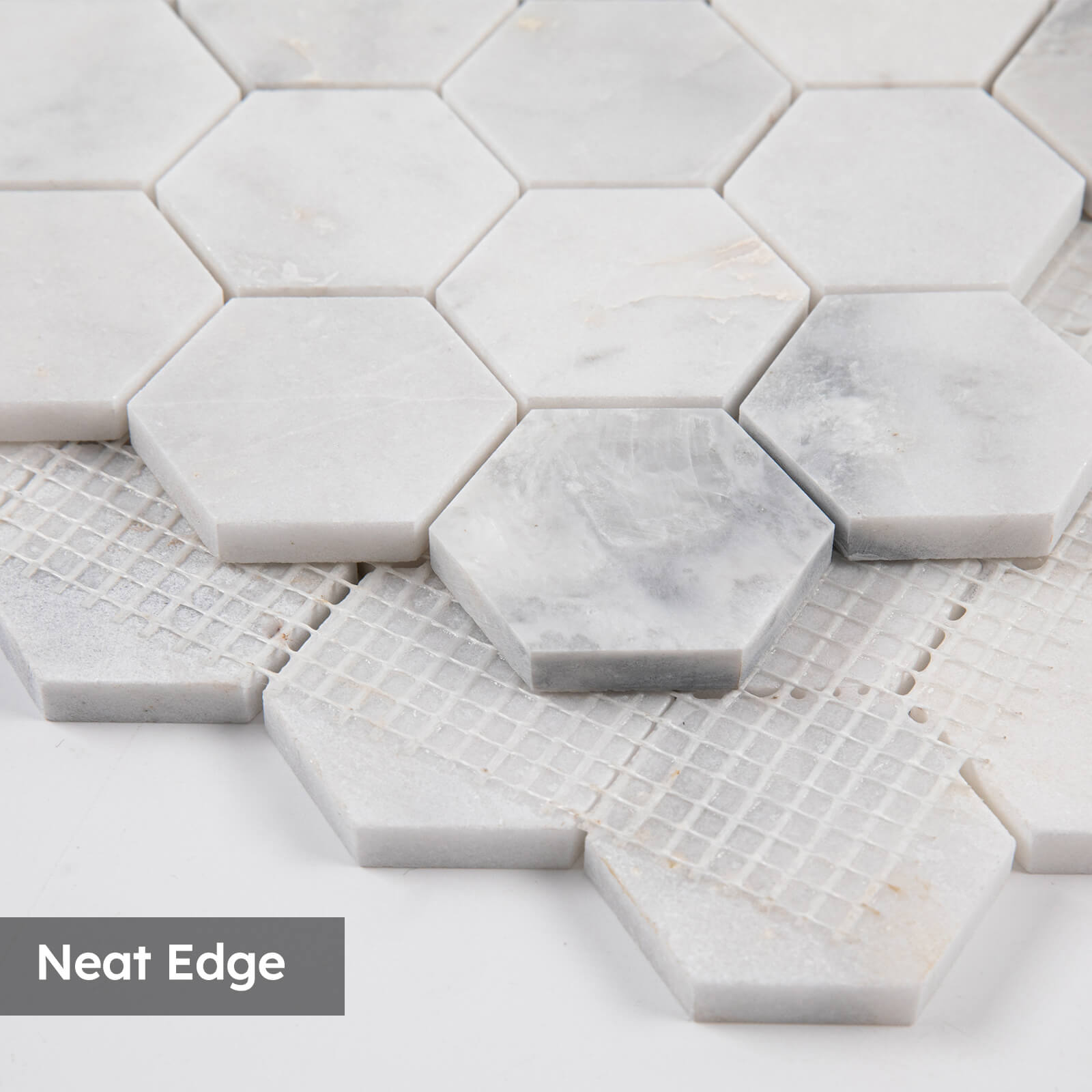 Diflart Bianco Orion Marble Mosaic Tile, 2 Inch Hexagon, Honed, Natural White Marble Backsplash Tiles for Kitchen Bathroom Wall Floor, Pack of 5 Sheets