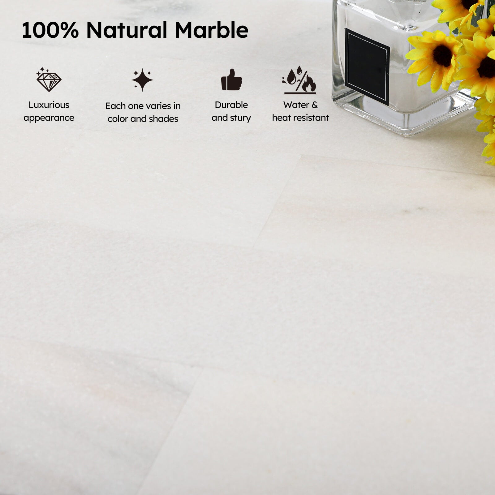 Diflart Natural Marble Mosaic Tile, 4x12 Inch Subway, Honed, Aura Calacatta Marble Backsplash Tiles for Kitchen Bathroom Wall Floor, Pack of 12 Pcs