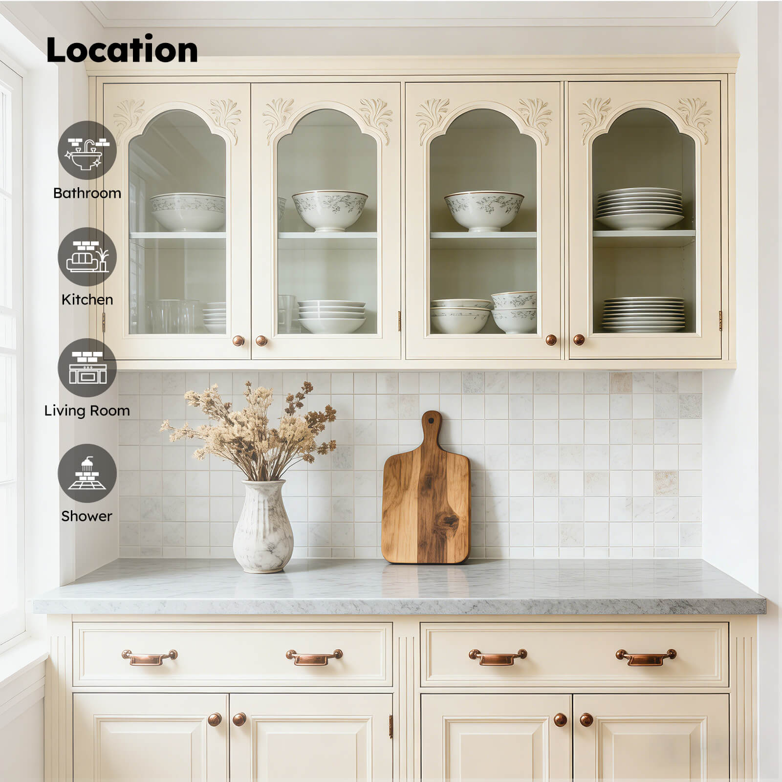 Diflart Natural Marble Mosaic Tile, 2x2 Inch Square, Honed, Bianco Orion White Marble Backsplash Tiles for Kitchen Bathroom Wall Floor, Pack of 5 Sheets