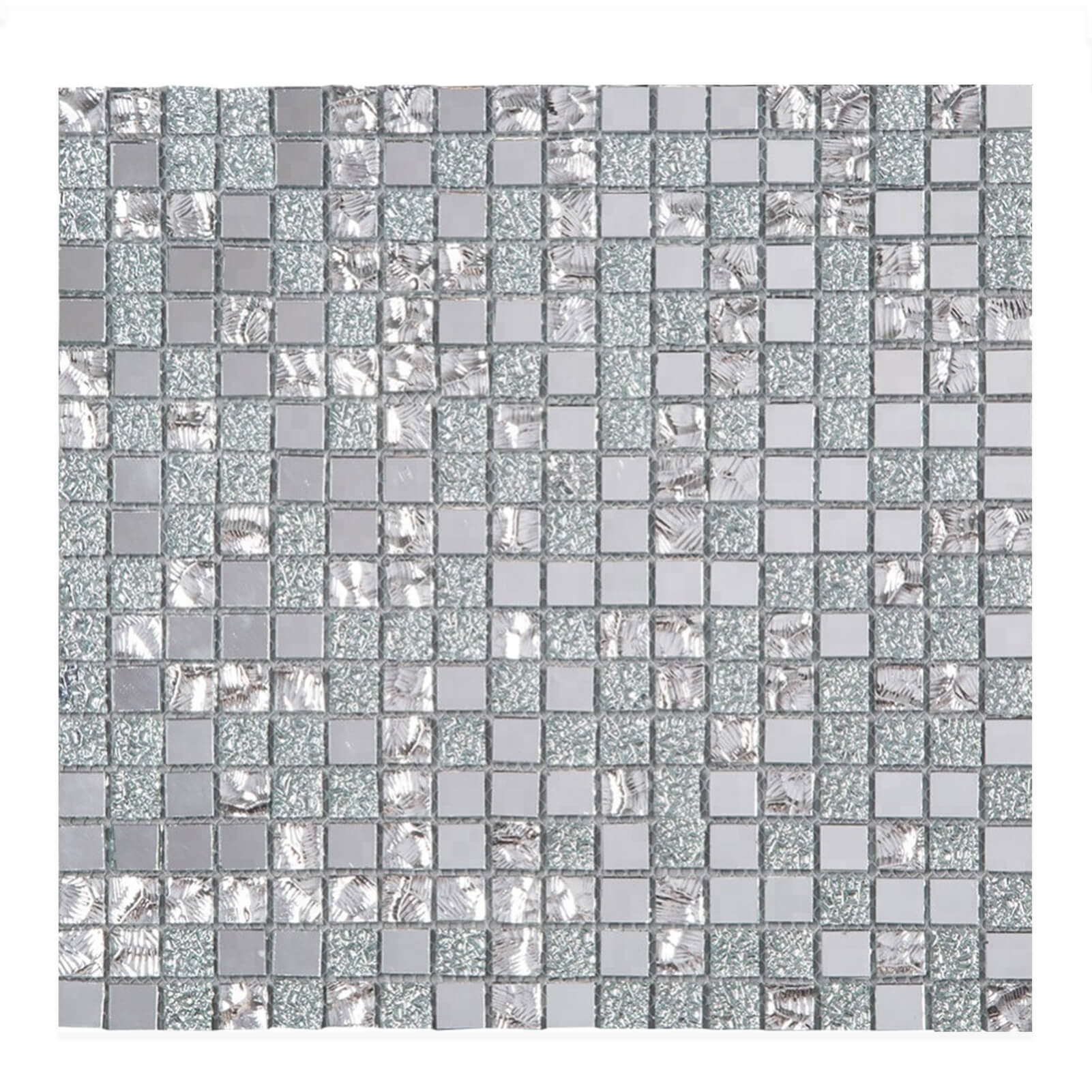 Diflart Mirror Glass Mosaic Tile Crystal Square Frosted Backsplash for Kitchen Bathroom Wall Pack of 6 Sheets