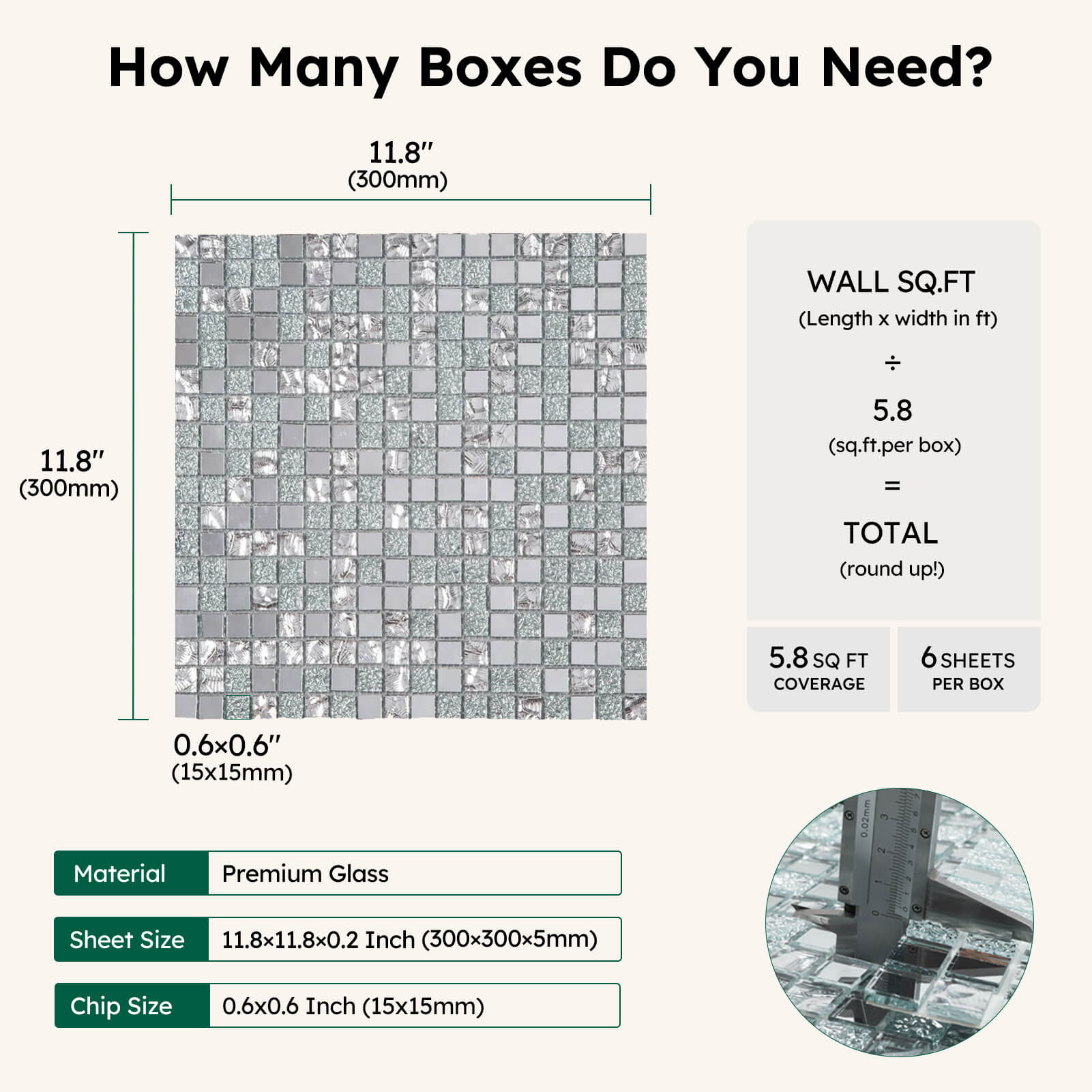 Diflart Mirror Glass Mosaic Tile Crystal Square Frosted Backsplash for Kitchen Bathroom Wall Pack of 6 Sheets