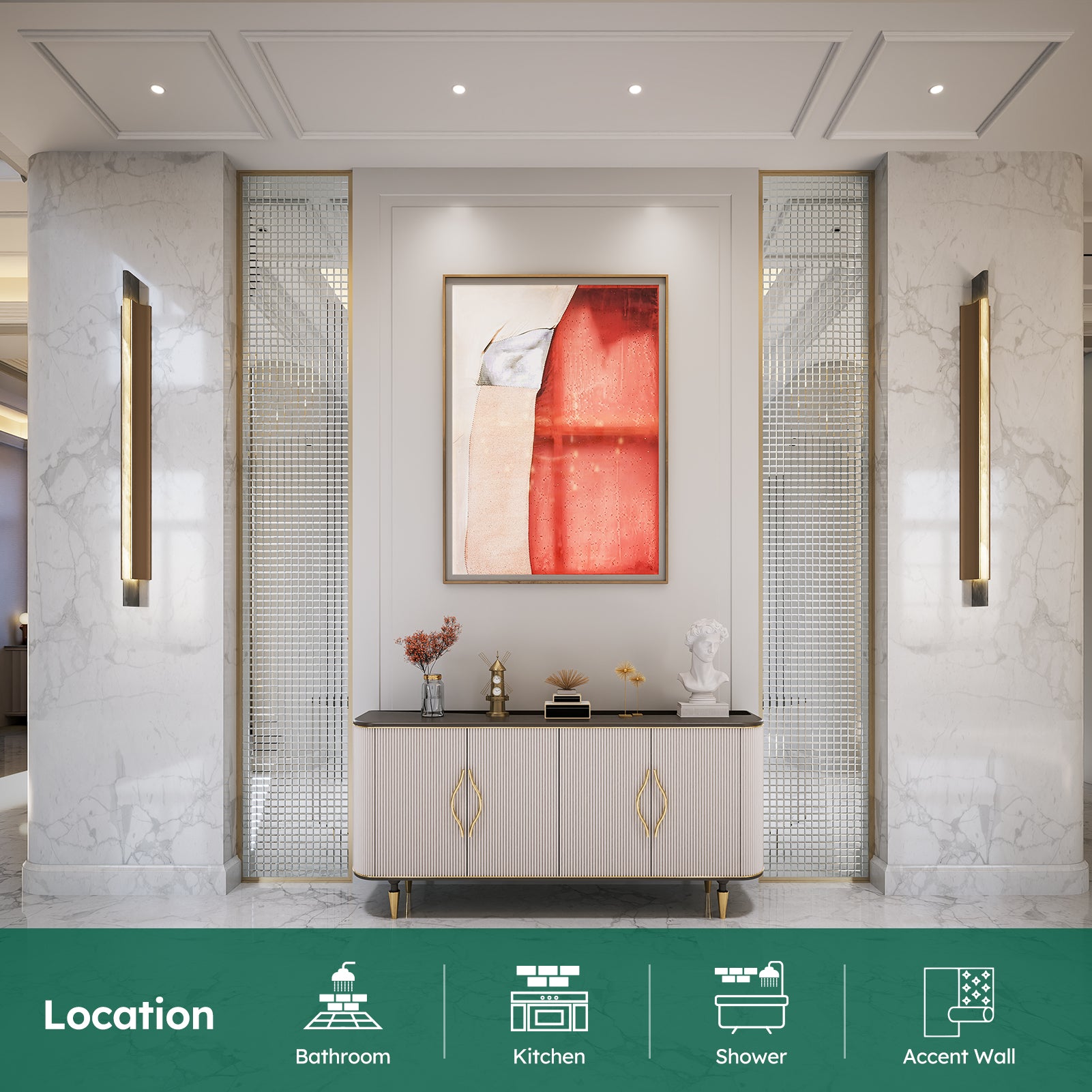 Diflart Peel and Stick Mirror Glass Mosaic Tile, 1-1/5 Inch Silver Square, Crystal Diamond Mirror Tile Backsplash for Kitchen Bathroom Wall, Pack of 5 Sheets