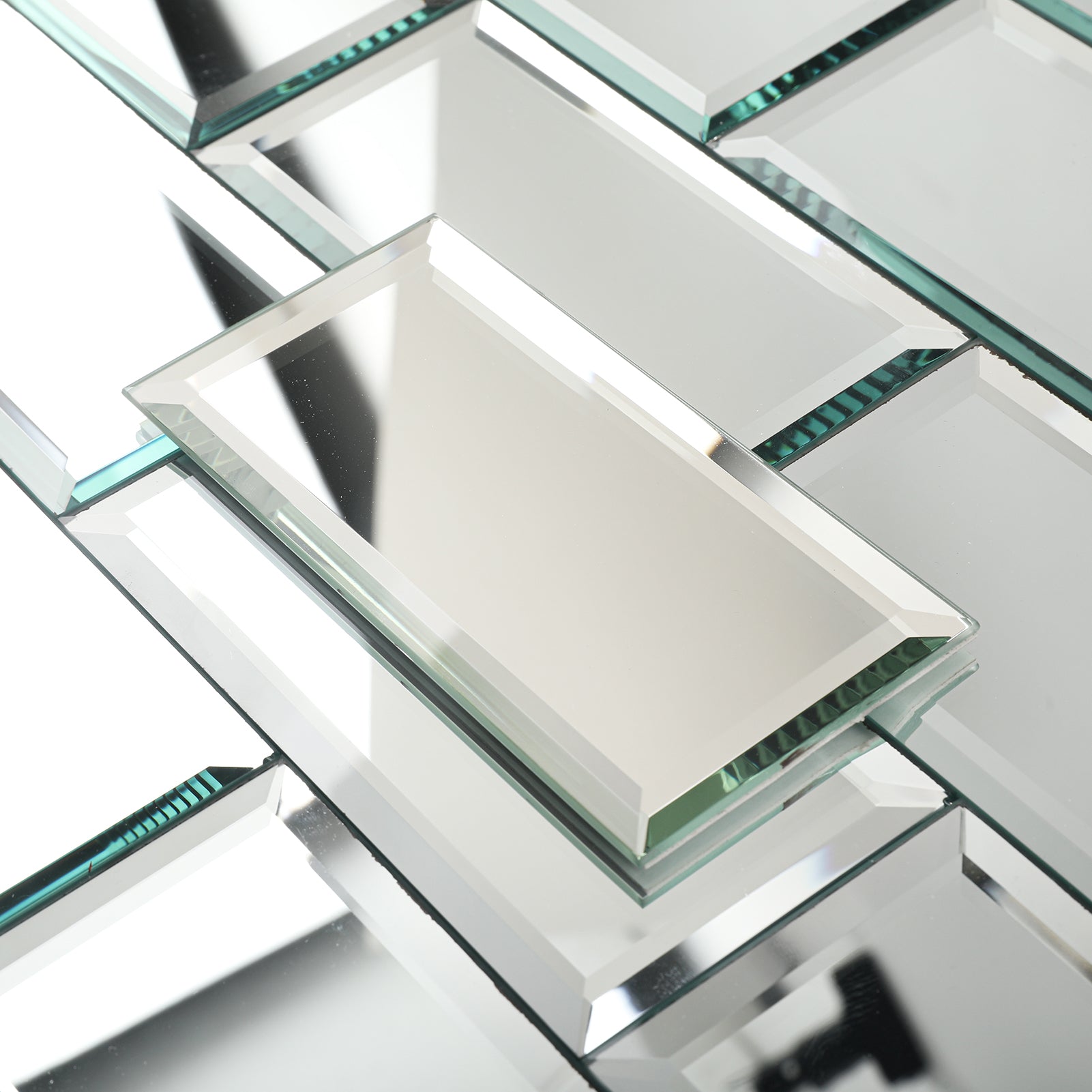 Diflart Beveled Mirror Backsplash Tiles for Kitchen, Silver Subway, 4x8 Inch, Mirror TIile for Bathroom Wall (26 Pcs,5.7 Sq.ft)