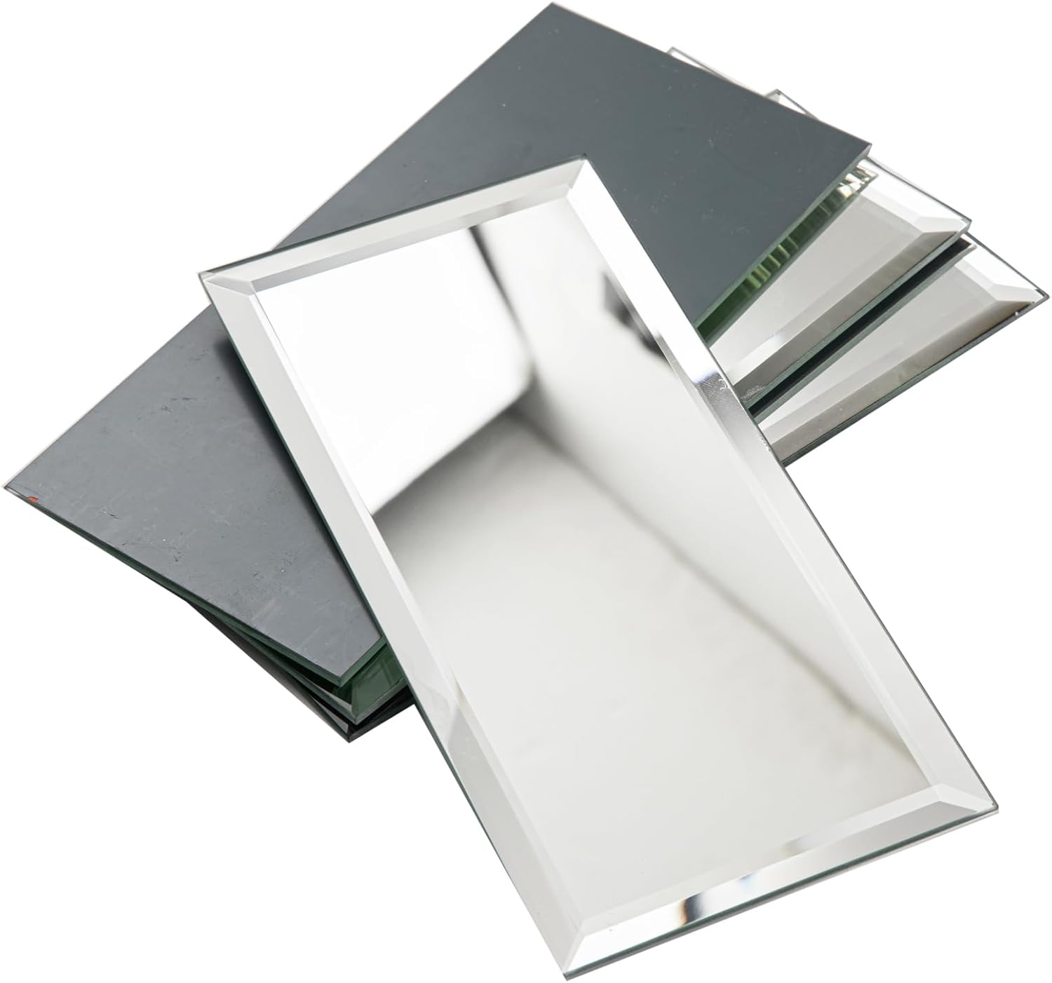Diflart Beveled Mirror Backsplash Tiles for Kitchen, Silver Subway, 4x8 Inch, Mirror TIile for Bathroom Wall (26 Pcs,5.7 Sq.ft)