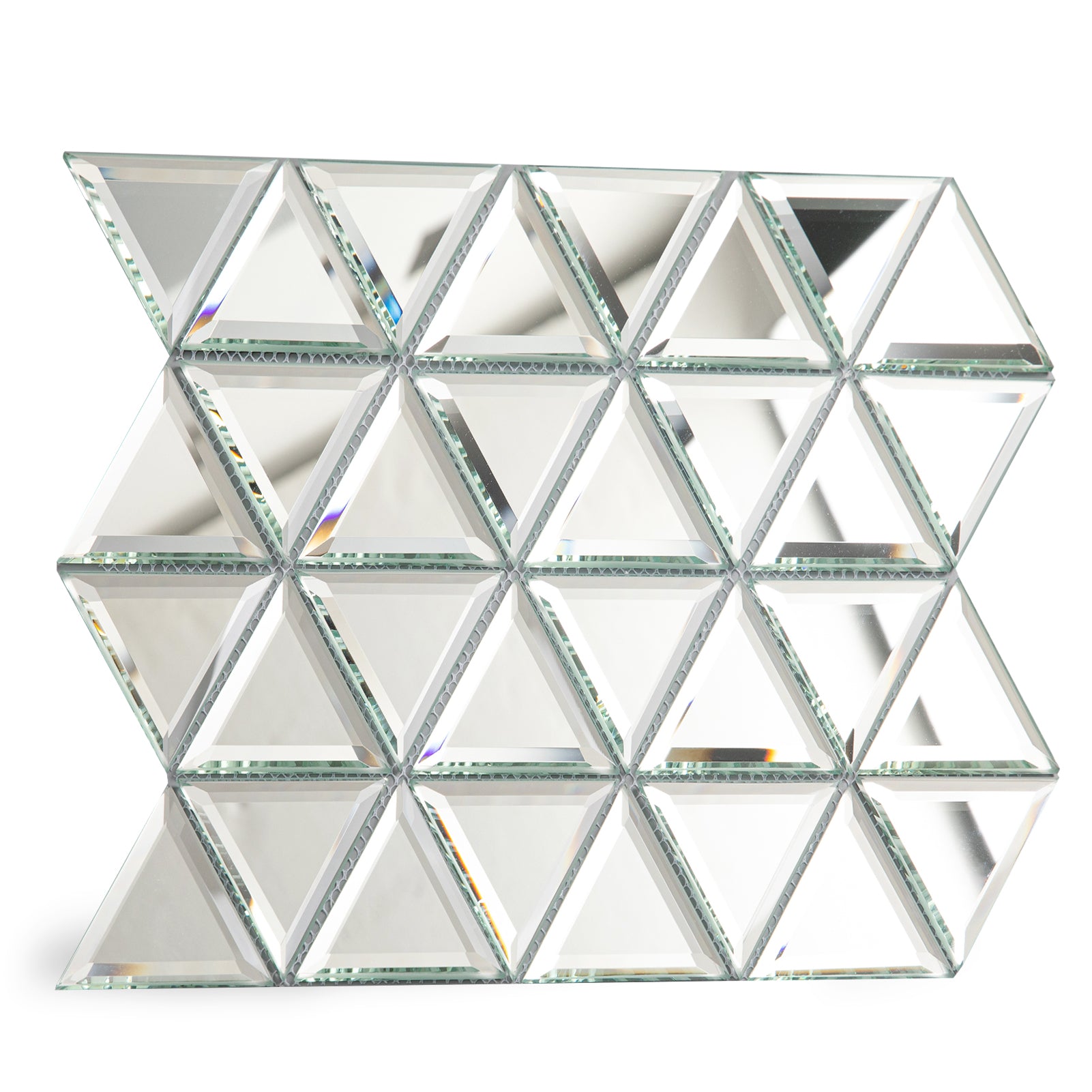 Diflart Beveled Mirror Glass Mosaic Tile, Silver, 3 Inch Triangle, Glass Tile for Bathroom Kitchen Backsplash Shower Wall, Pack of 5 Sheets