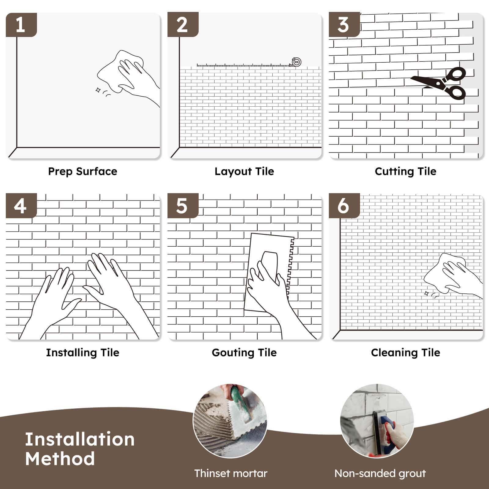 Diflart Glass Mosaic Tiles, Waterfall Linear Glass Backsplash Tile for Kitchen Bathroom Shower Wall, Pack of 5 Sheets(Silver and Brown,11.7x11.7 Inch)