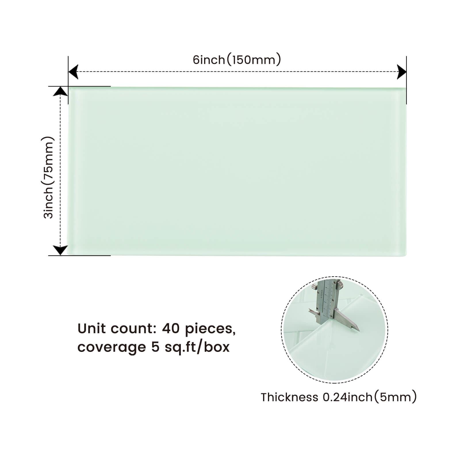 Diflart Peel and Stick Glass Subway Tiles, 3 x 6 Inch, Light Green, Glass Tiles for Kitchen Backsplash, Bathroom Wall (Pack of 40 Pieces, 5 sq.ft)