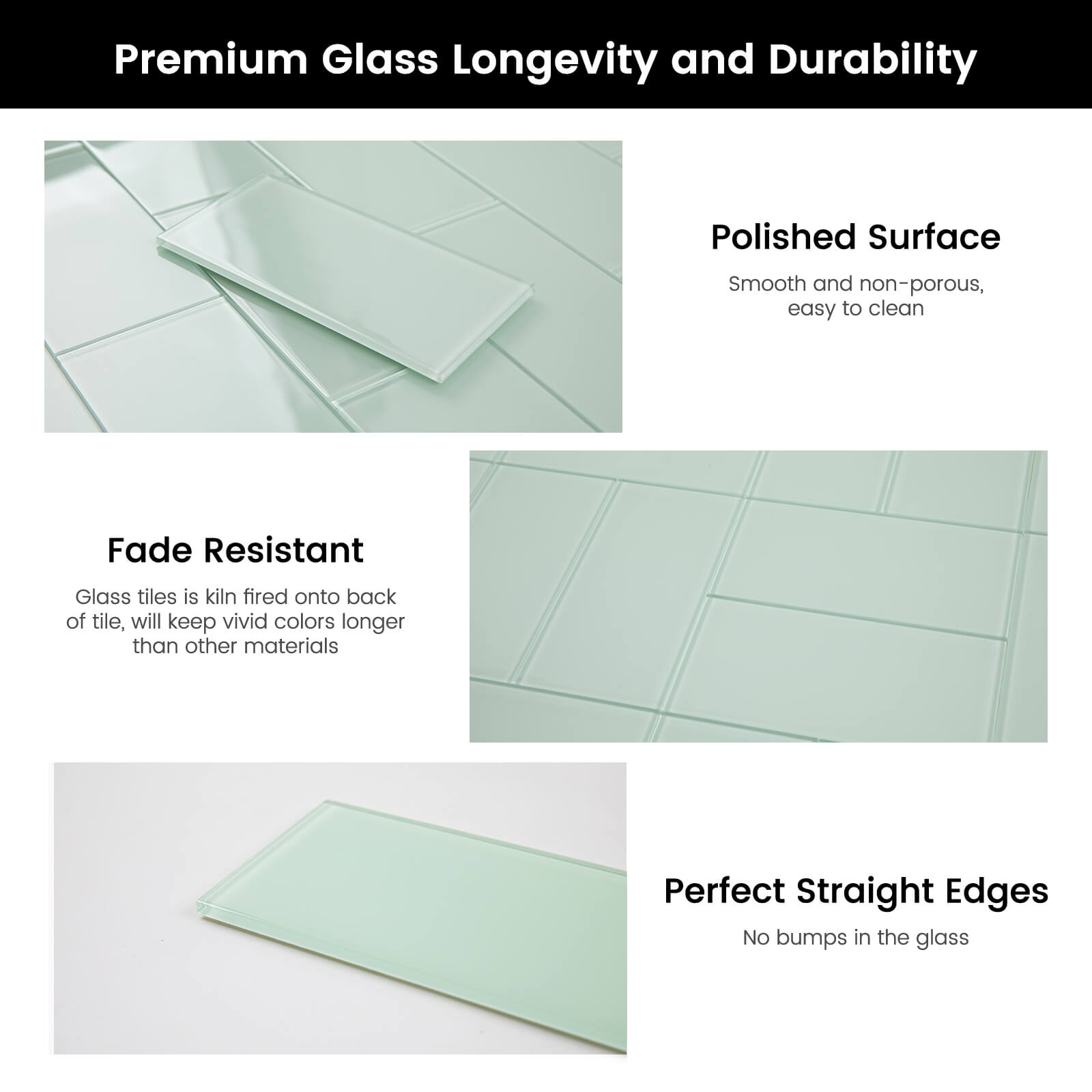 Diflart Peel and Stick Glass Subway Tiles, 3 x 6 Inch, Light Green, Glass Tiles for Kitchen Backsplash, Bathroom Wall (Pack of 40 Pieces, 5 sq.ft)