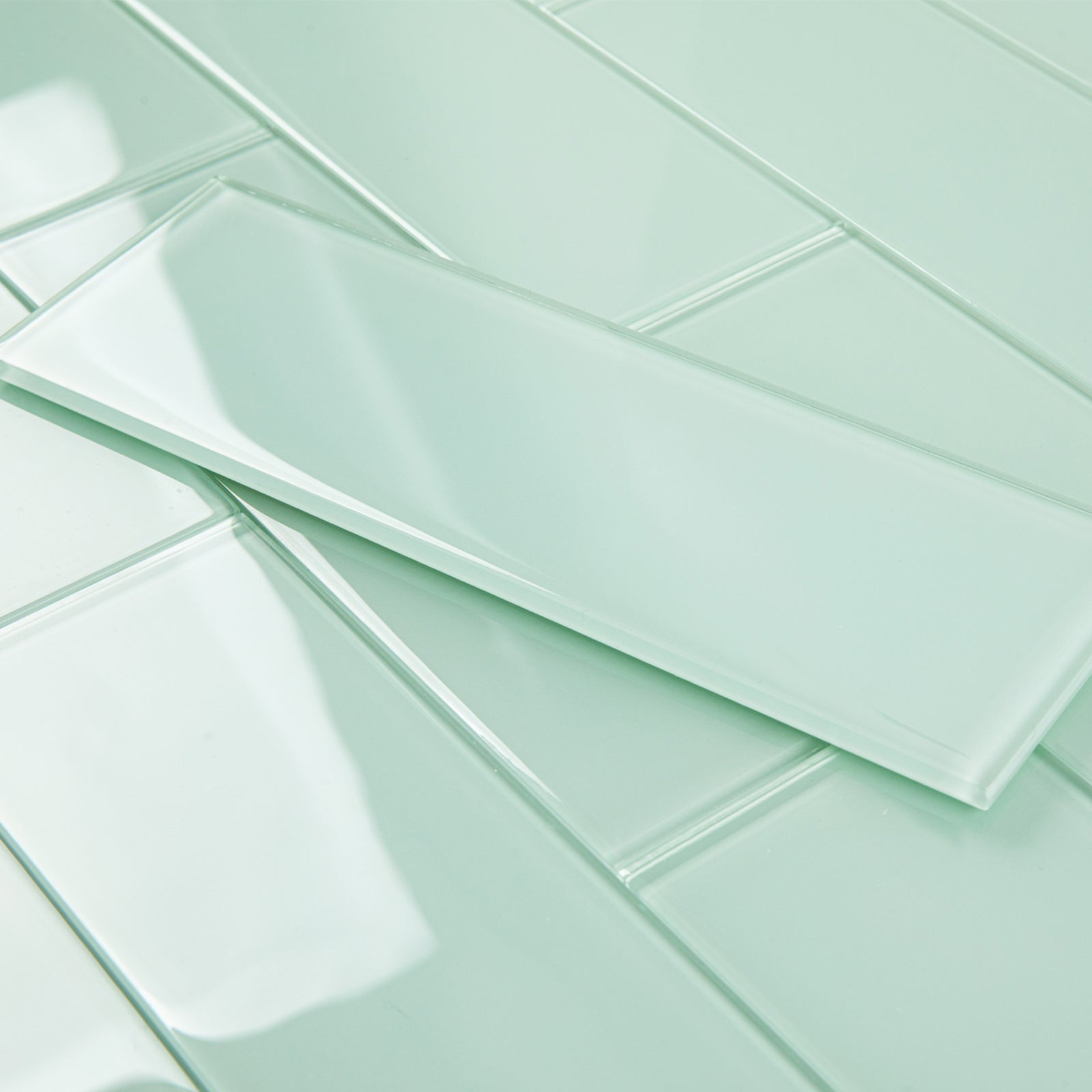 Glass Subway Tiles, Green, 3x10 Inch, Pack of 26 Pcs