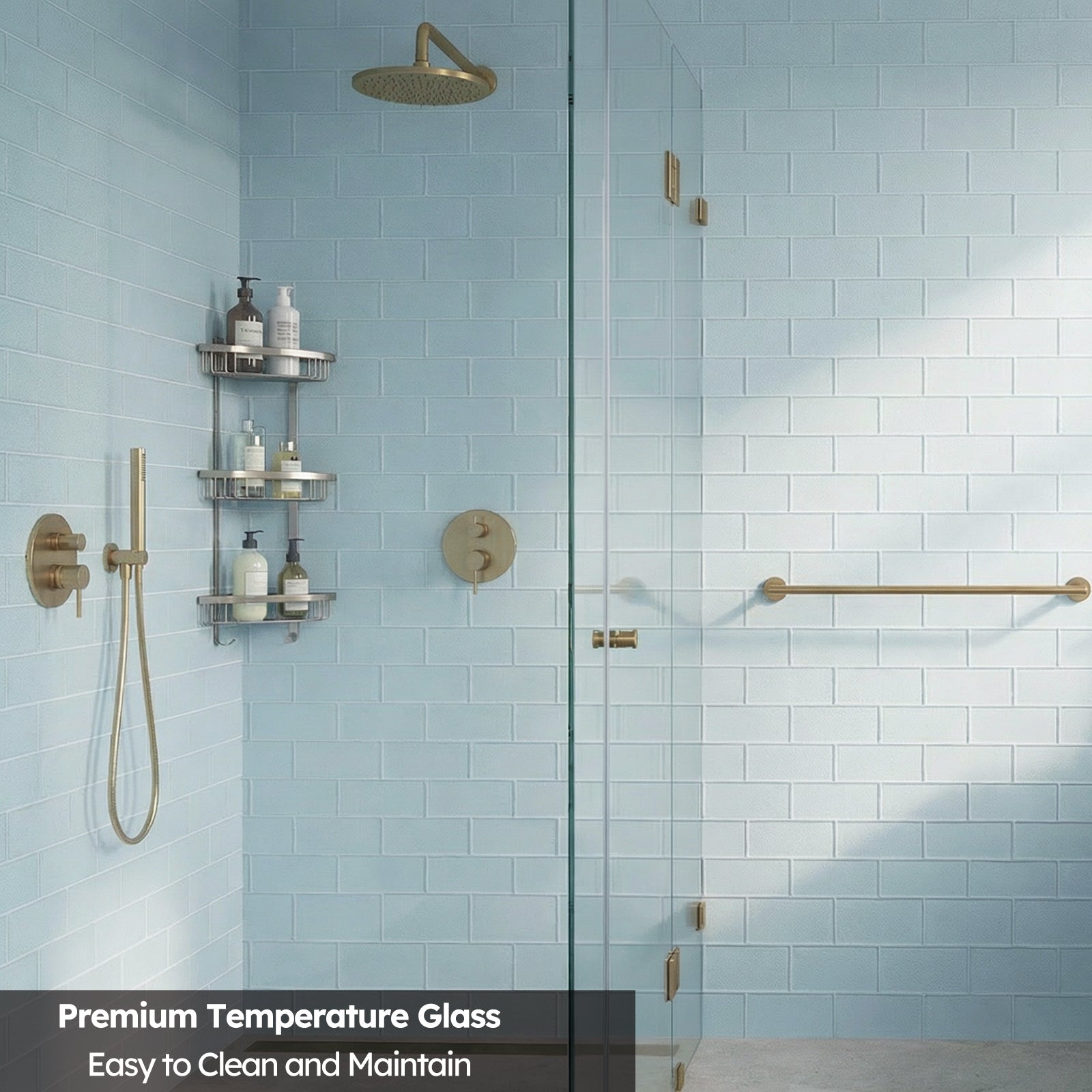 Diflart Glass Subway Tile 3x6 Inch, Light Blue, Glossy, 4 Sq.ft, Glass Backsplash for Kitchen Bathroom Wall, Pack of 32 Pcs