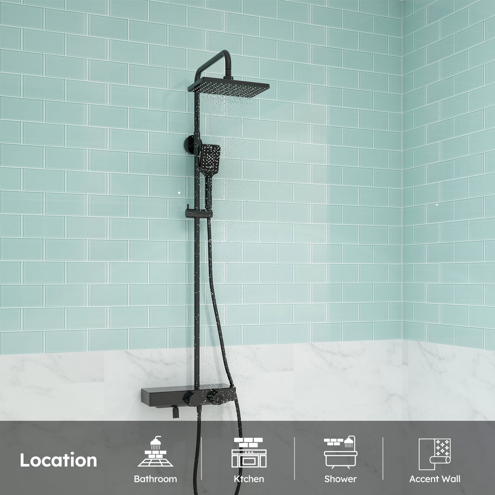 Diflart Glass Subway Tile 3x6 Inch, Soft Green, Glossy, 4 Sq.ft, Glass Backsplash for Kitchen Bathroom Wall, Pack of 32 Pcs