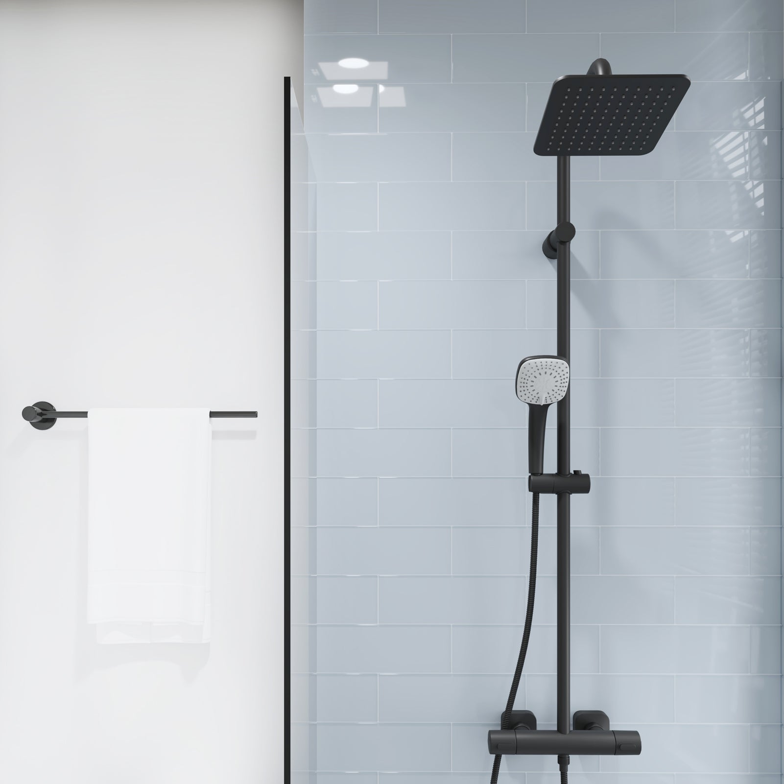 Diflart Glass Subway Tile 4x12 Inch, Light Blue, Glossy, 4 Sq.ft, Glass Backsplash for Kitchen Bathroom Wall, Pack of 12 Pcs