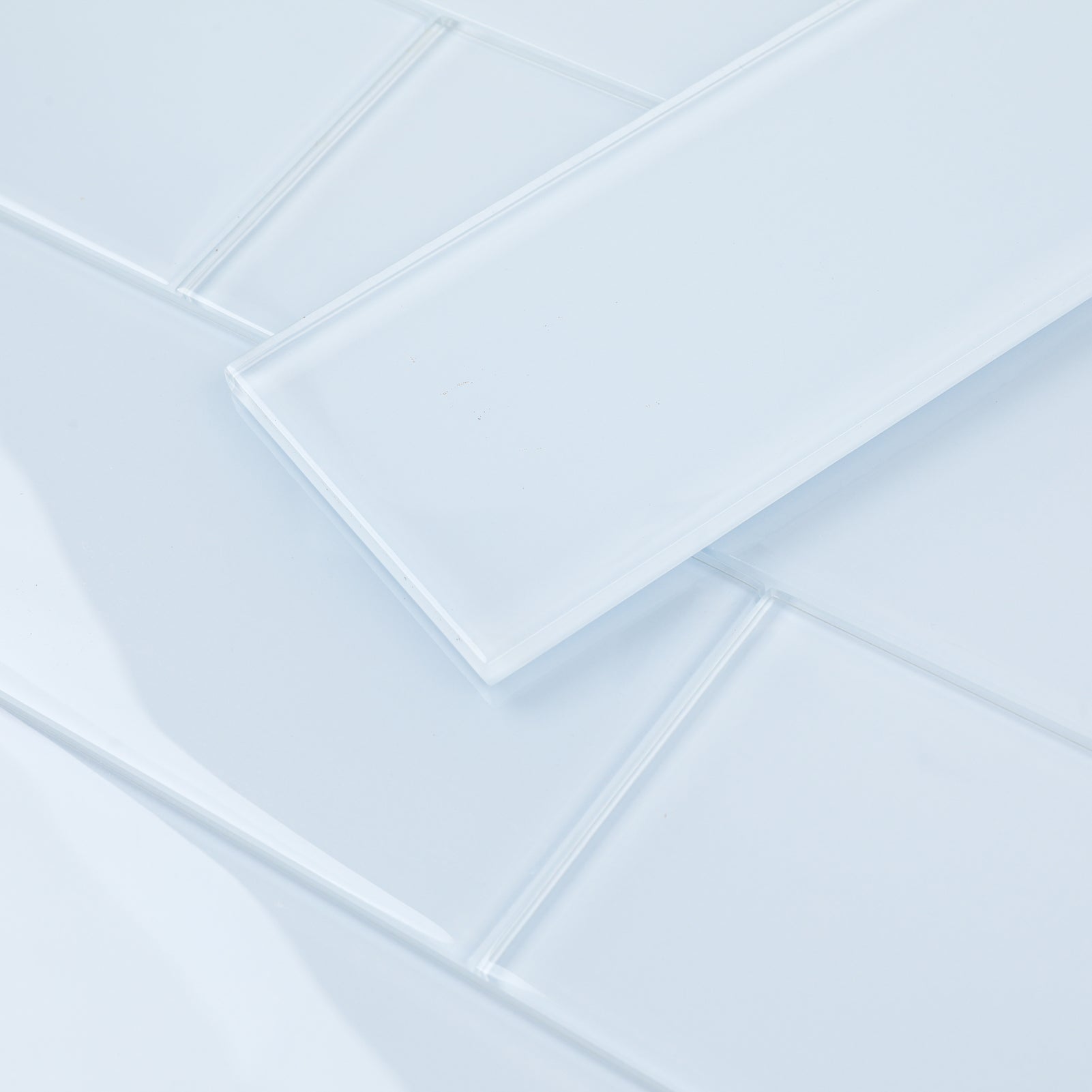 Diflart Glass Subway Tile 4x12 Inch, Light Blue, Glossy, 4 Sq.ft, Glass Backsplash for Kitchen Bathroom Wall, Pack of 12 Pcs