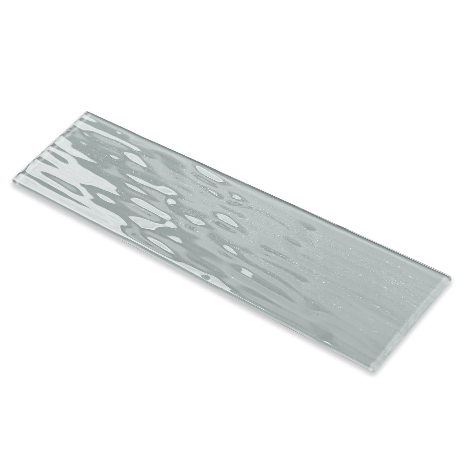 Diflart Peel and Stick Glass Subway Tiles, Pearl Gray, 3x12 Inch, Water Wave Glass Backsplash for Kitchen Bathroom Wall Tiles, Pack of 20 Pieces