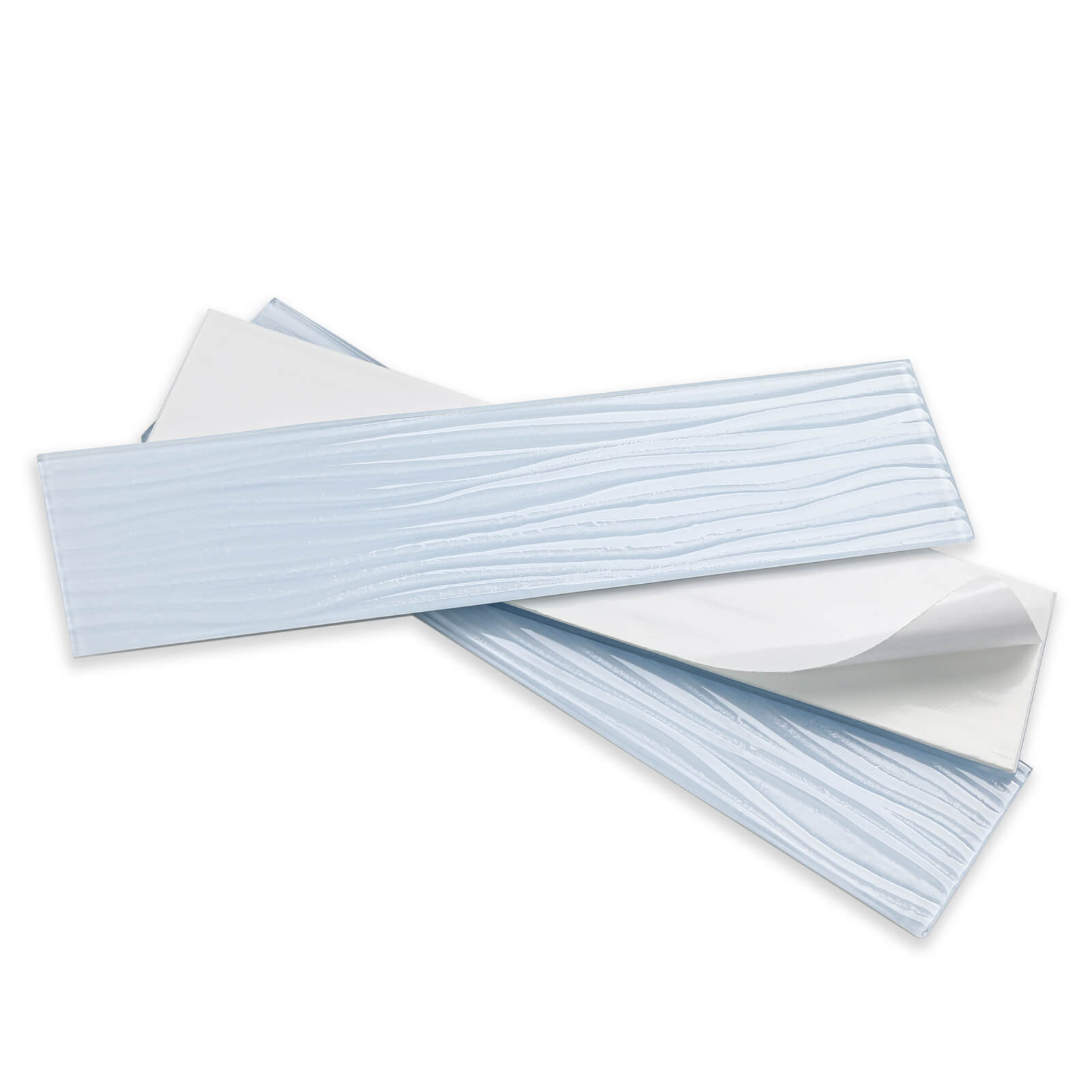 Diflart Peel and Stick Glass Subway Tiles, Light Blue, 3x12 Inch, Water Wave Glass Backsplash for Kitchen Bathroom Wall Tiles, Pack of 20 Pieces