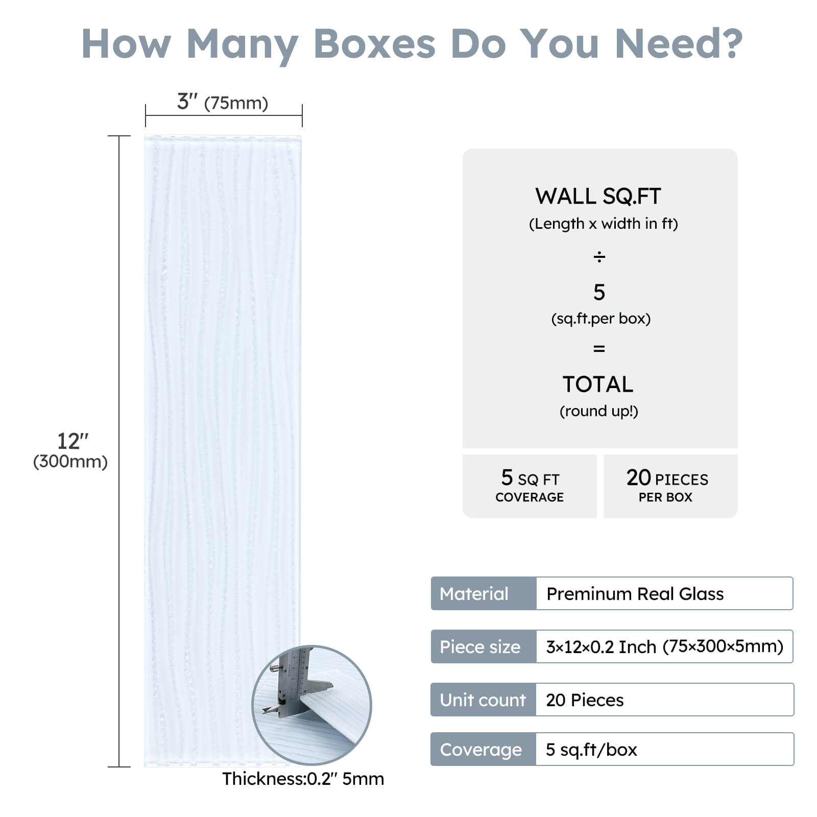 Diflart Peel and Stick Glass Subway Tiles, Light Blue, 3x12 Inch, Water Wave Glass Backsplash for Kitchen Bathroom Wall Tiles, Pack of 20 Pieces