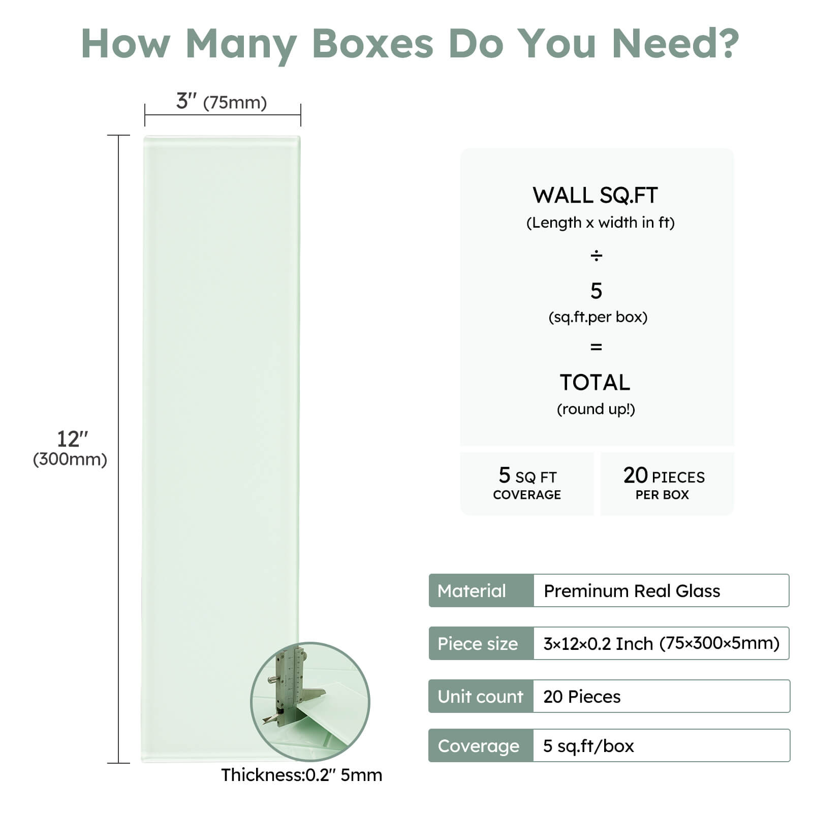 Diflart Peel and Stick Glass Subway Tiles, Light Green, 3x12 Inch, Glass Backsplash for Kitchen Bathroom Wall Tiles, Pack of 20 Pieces