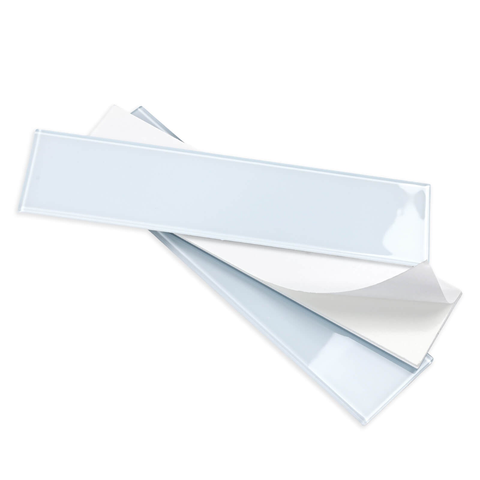 Diflart Peel and Stick Glass Subway Tiles, Light Blue, 3x12 Inch, Glass Backsplash for Kitchen Bathroom Wall Tiles, Pack of 20 Pieces