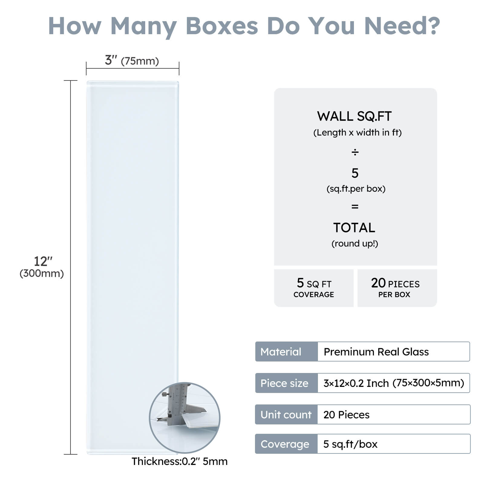 Diflart Peel and Stick Glass Subway Tiles, Light Blue, 3x12 Inch, Glass Backsplash for Kitchen Bathroom Wall Tiles, Pack of 20 Pieces