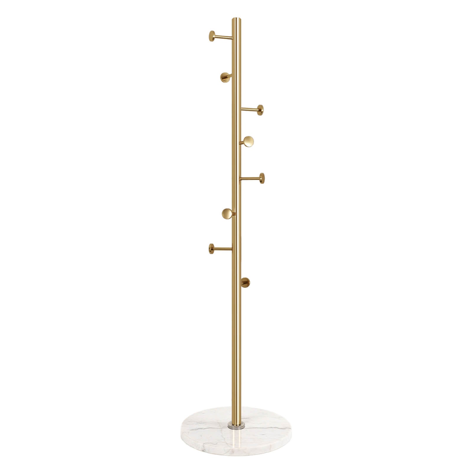 Metal Coat Rack, 8 Hooks Freestanding Coat Rack Tree, Gold Marble Base, 304 Stainless Steel, Stand Coat Rack for Entryway, Bedroom, Living Room, Office, to Hang Clothes, Hats, Bags